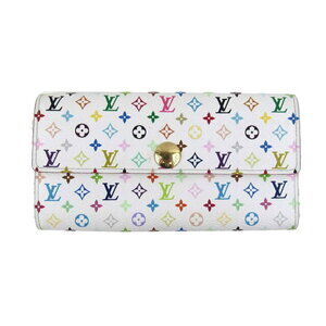 Louis Vuitton Porte Monnaie Wallet Zip Long Multicolor White